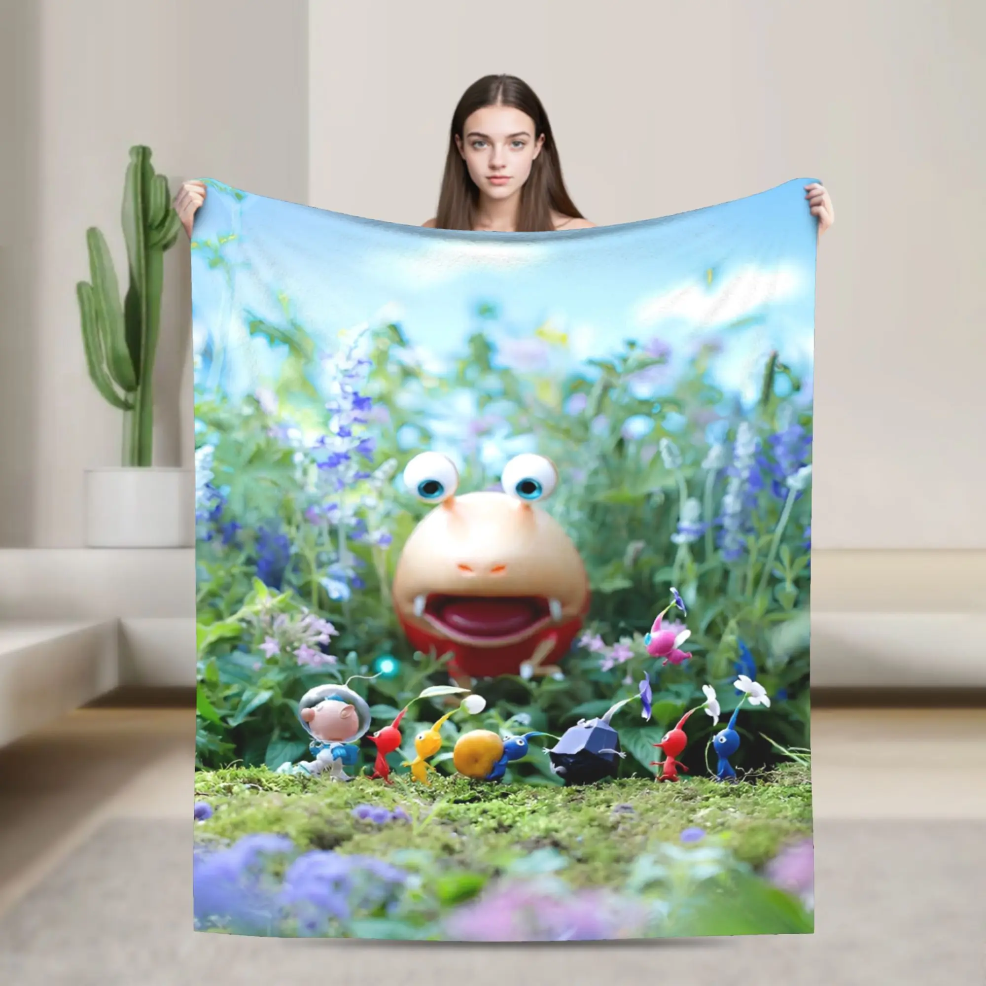 Pikmins Video Games Blankets  Flannel Awesome Soft Throw Blanket for Bedding Lounge Spring Autumn,
