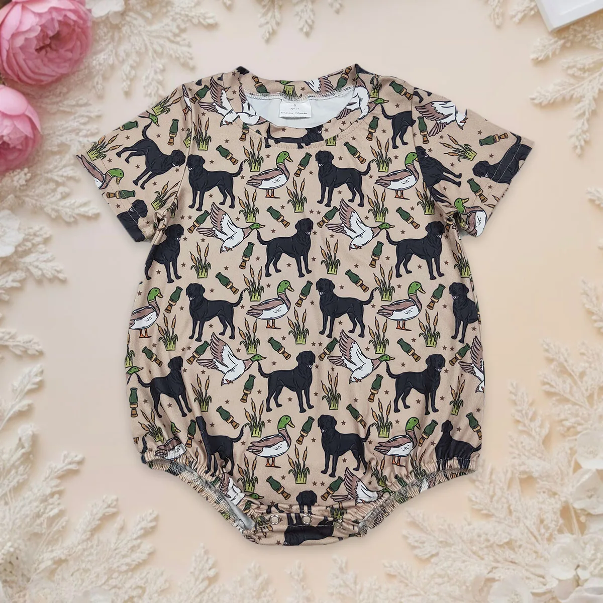 

Предметы для новорожденных, одежда для мальчиков, вещи для младенцев, собак, уток, охотничий комбинезон с короткими рукавами, боди, одежда, цельная одежда