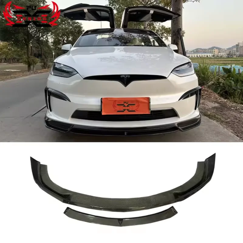 

For Tesla Model X Plaid 2021-2023 C Style Front Lip Front bumper Carbon Fiber Car Body Kit Accessories