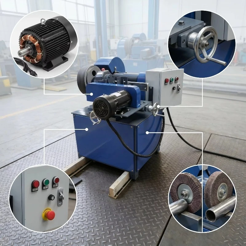 Industrial Round Pipe Polishing Machine Heavy Duty Automatic Tube Grinding Machine Stainless Steel Surface Finishing Equipment