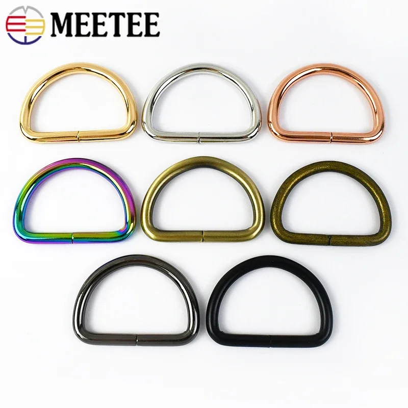 50Pcs 13-50mm Metal D Ring Buckles for Bag Strap Webbing Belt Buckle Handles Clasp Loops DIY Handbag Leather Accessories