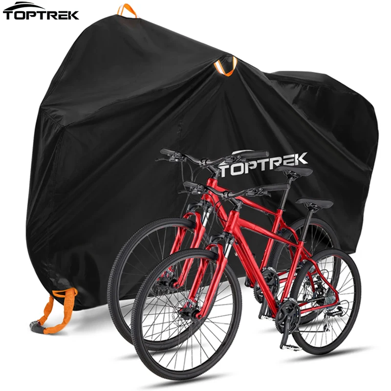 כיסוי אופניים Toptrek 210D Oxford אחסון חיצוני עמיד למים ומגן מפני קרני השמש עם ממברנה עמידה לשני אופניים
