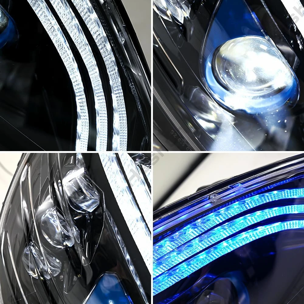 2007-2010年式 ベンツ W204 C180 C200 C63 C250 C280 C300 AMG用 LEDヘッドライト ペア フロントライト ウインカー DRL ヘッドランプ