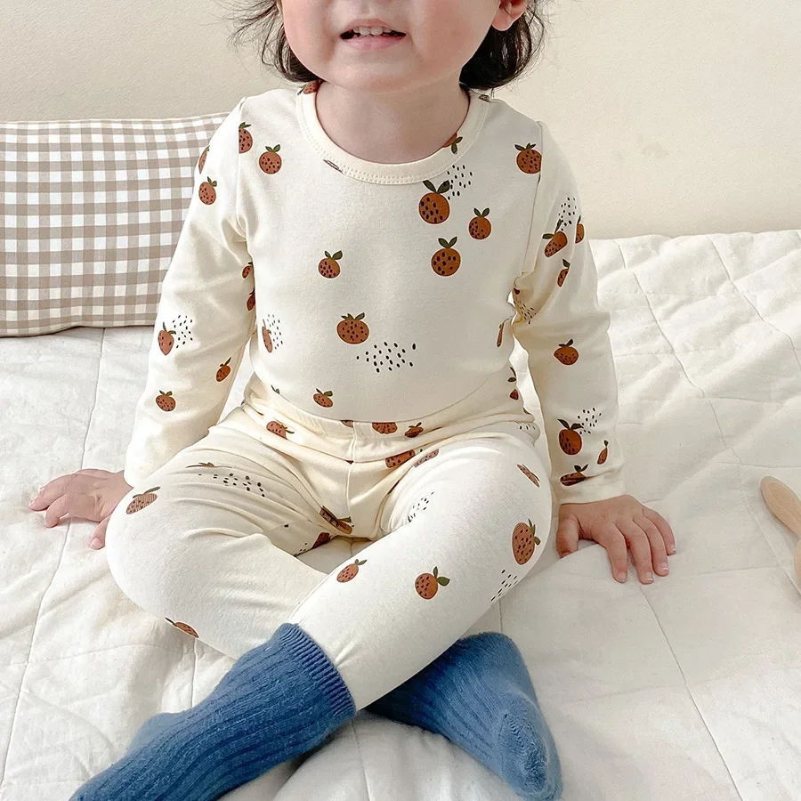 Pajama Sets New Autumn Style Childrens Clothing Girls Cotton Two Piece Set Soft  Comfortable Loose Print Simple