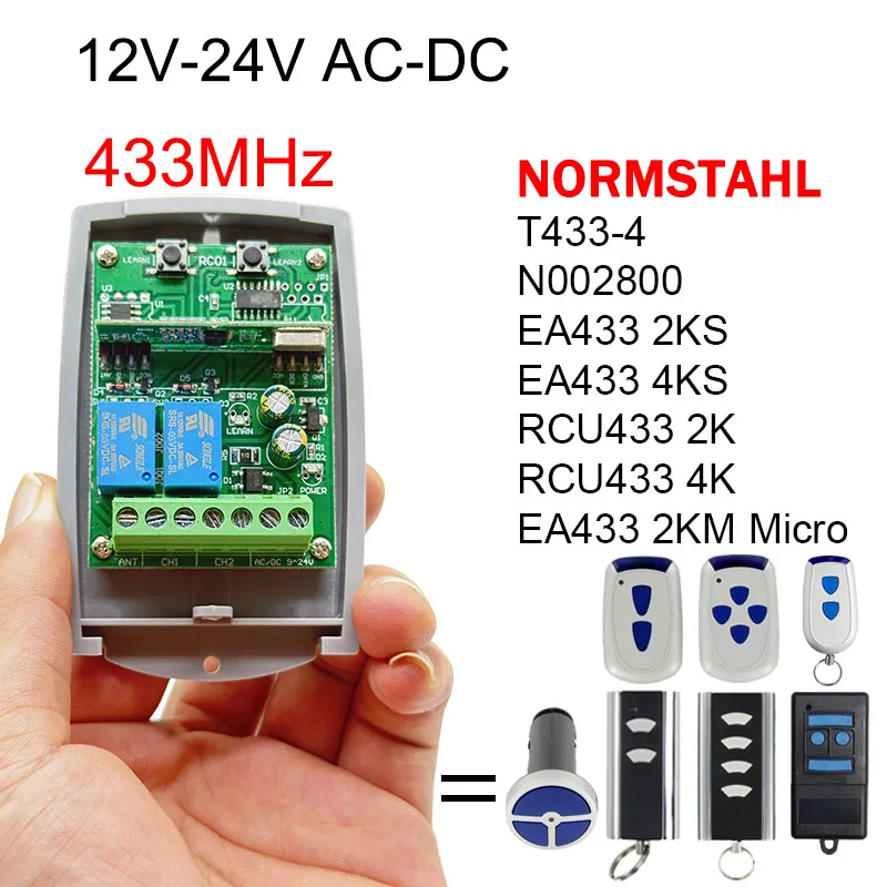

NORMSTAHL EA433 RCU433 2K 4K 2KM N002800 T433 Garage Door Control Switch 433.92MHz Rolling Code Remote Control Command Receiver
