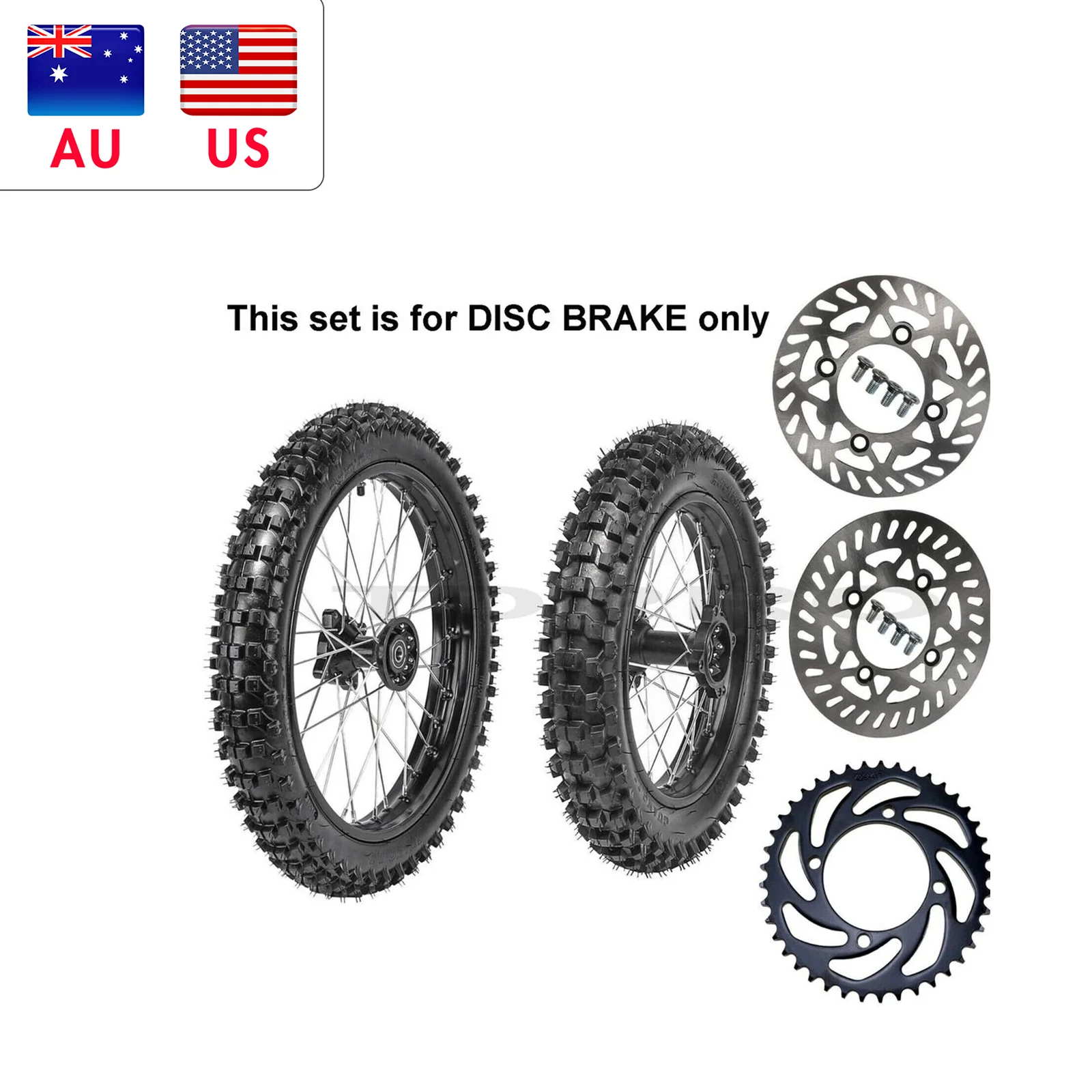 

TDPRO 12mm 60/100-14 Front Tire Rim Wheel Rotor for Pit Bike SSR CRF Coolster 70/110/125cc Motorcycle Tires