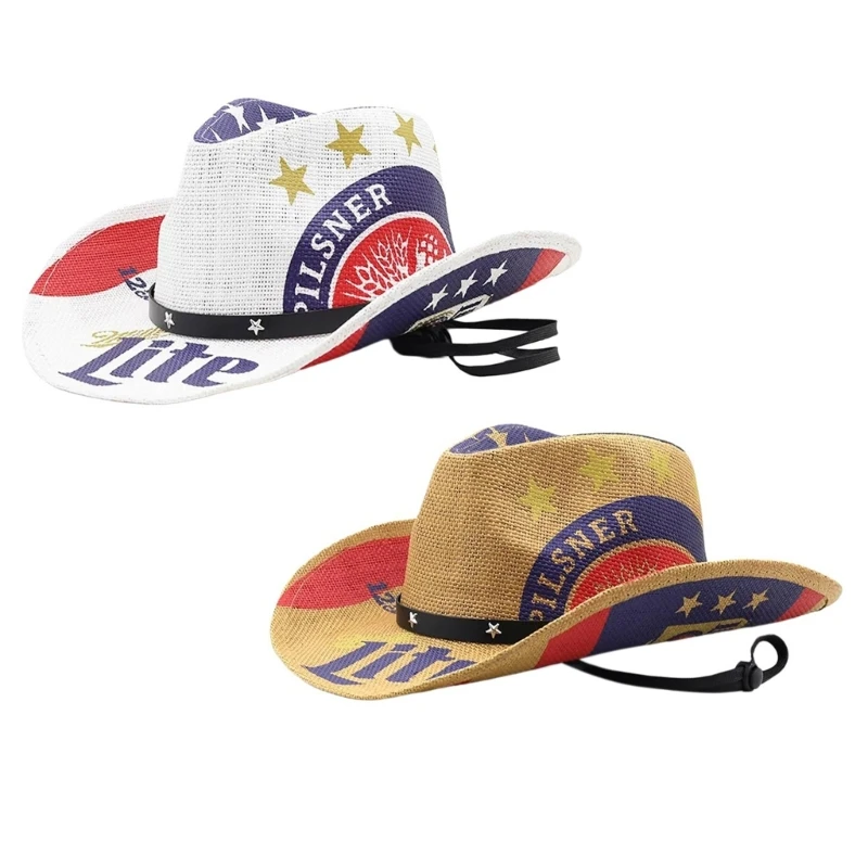 Wide Brimmed Straw Cowgirl Hat Beach Rodeos Panama Hat for Boy Men Adults Hat