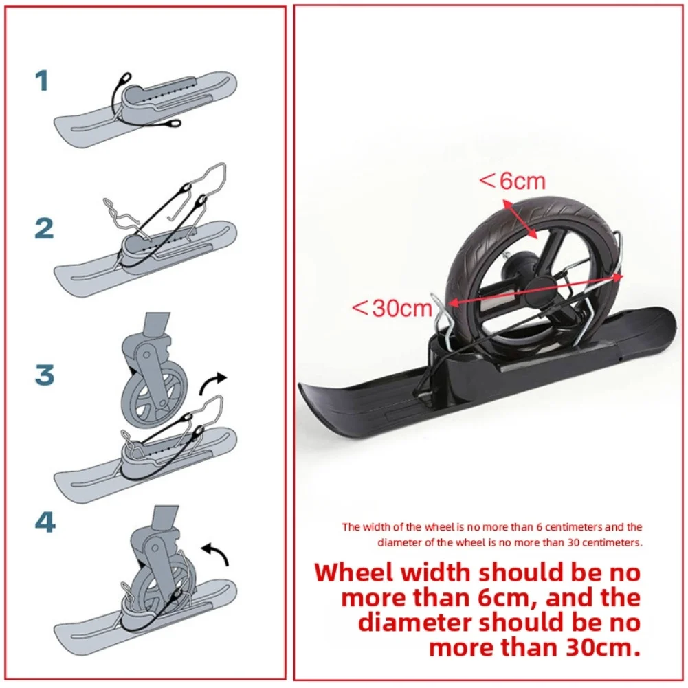 

Snow Sledge Board For Outdoor Activities - Ski Plate Fit For Bikes Disabled Wheelchairs & Bike Scooters Fun Skiing Accessory