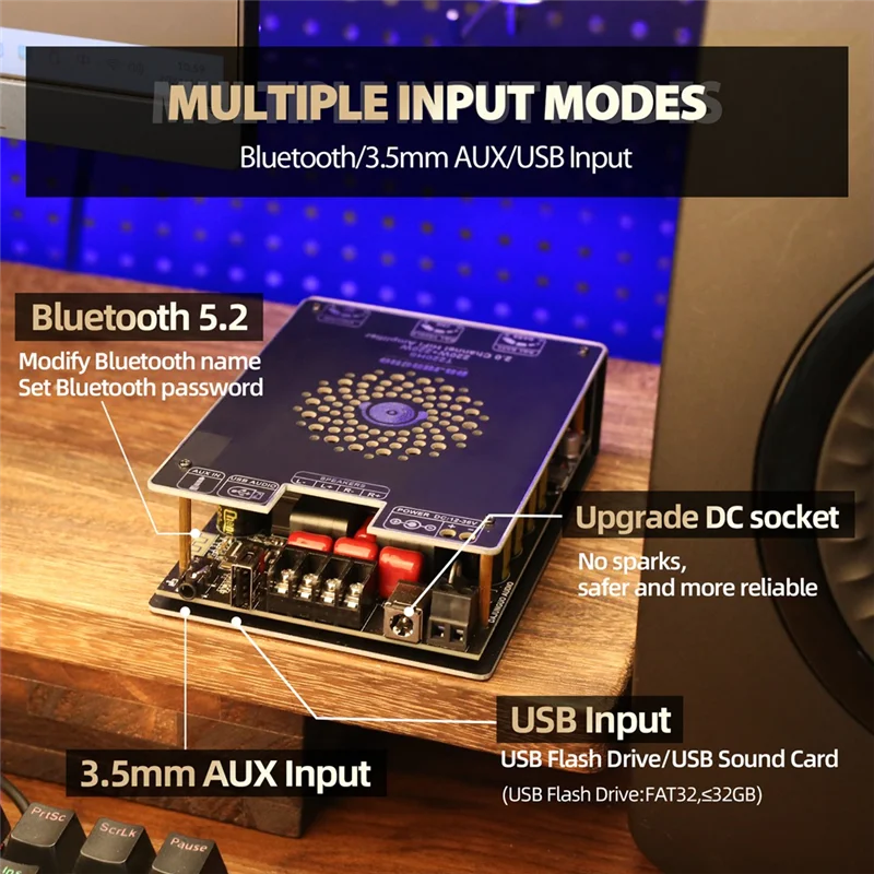 جديد-DAJUNGUO T220HS بلوتوث مكبر للصوت مجلس 220 واط + 220 واط قناة ستيريو Hifi مكبر للصوت TPA3251 بلوتوث 5.2 وحدة الصوت