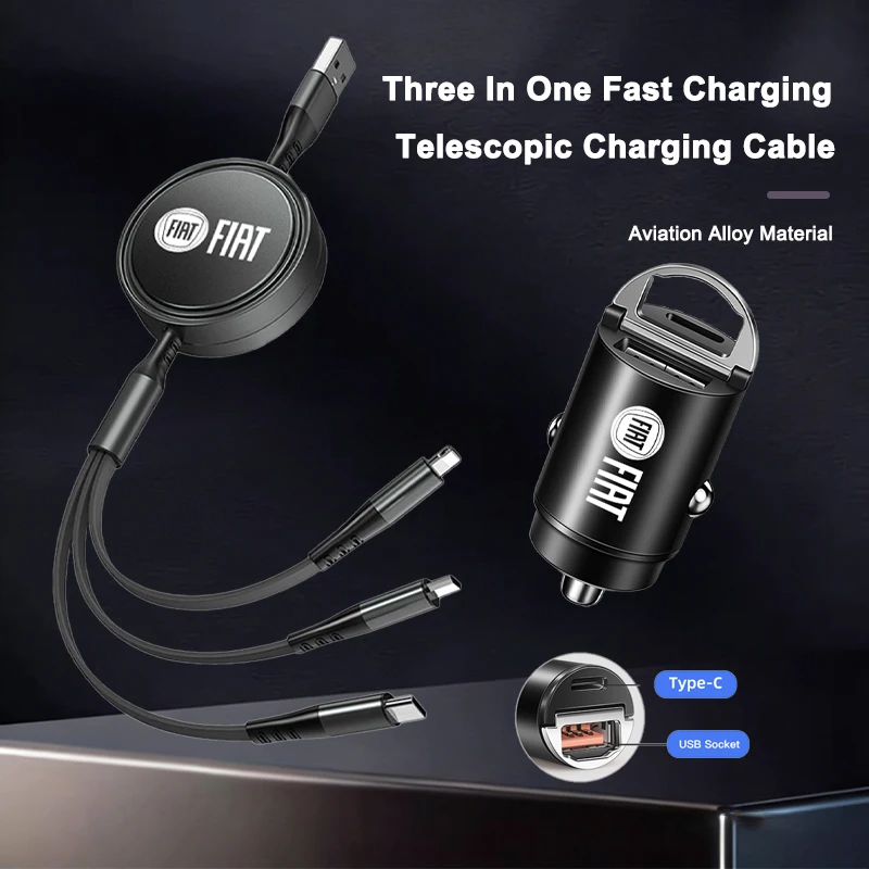 

Car Interior Phone Charger Charging Cable Set Accessories For Fiat Abarth 500 Tipo FR Panda Argo Freemont Viaggio Bravo Punto