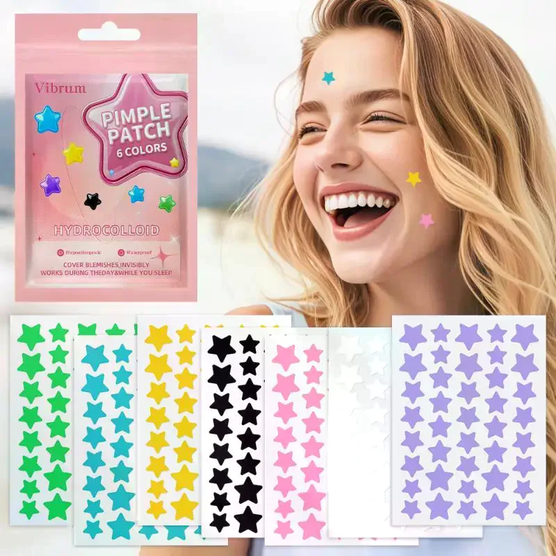 7/14/21/28 Sheets Hydrocolloid Star Pimple Patches 7 Colors Waterproof Hypoallergenic For Overnight Blemish Care Daily Skincare