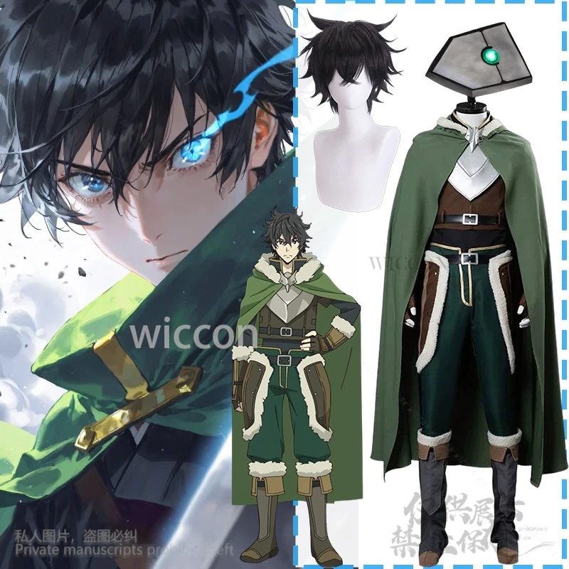 

Anime The Risingg Of The Shieldd Cosplay Hero Naofumi Iwatani Costume Hooded Cloak Uniform Wig Prop Outfits Halloween Customized