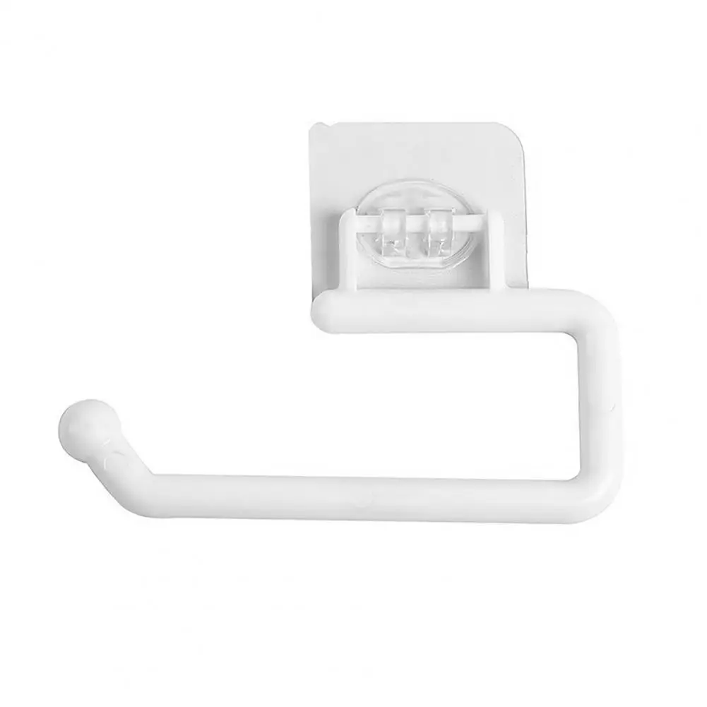 Roll Paper Rack Paper Towel Holder Wall Mounted Roll Paper Holder Storage Rack with Strong Adhesive Plastic Film for Kitchen