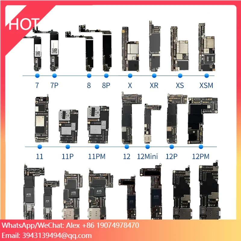 

Original Unlocked 64G/128G/256G For IPhone Logic Board For SE2 XS XR 11 12 13 14 15 16 Plus Mini Pro Pro Max Models & Sizes