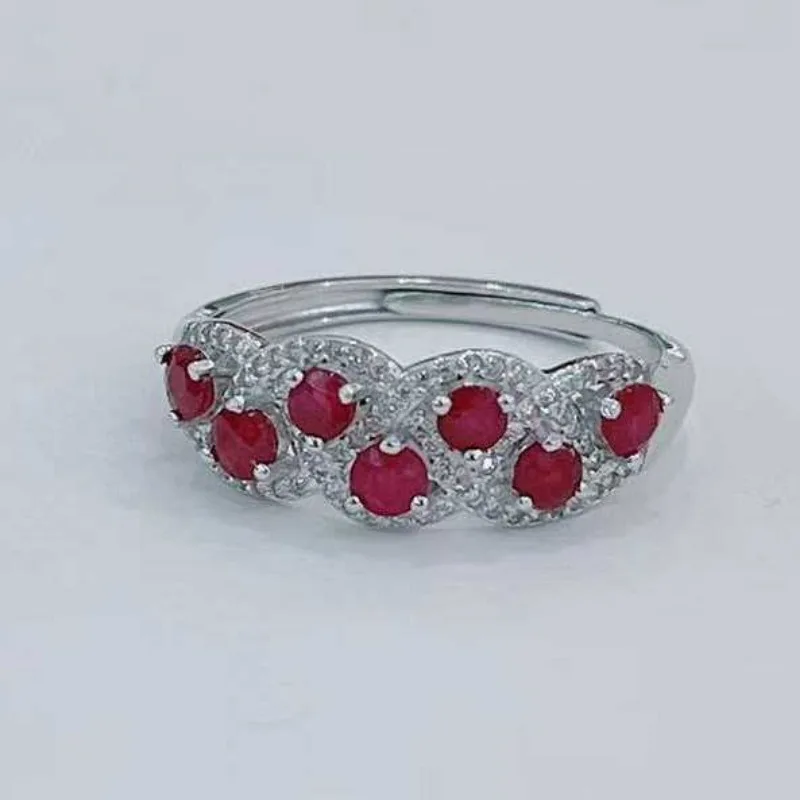 SACE GEMS New Luxury 925 Sterling Silver 2.5MM Natural Ruby Gemstone Rings for Women Engagement Cocktail Party Fine Jewelry Gift