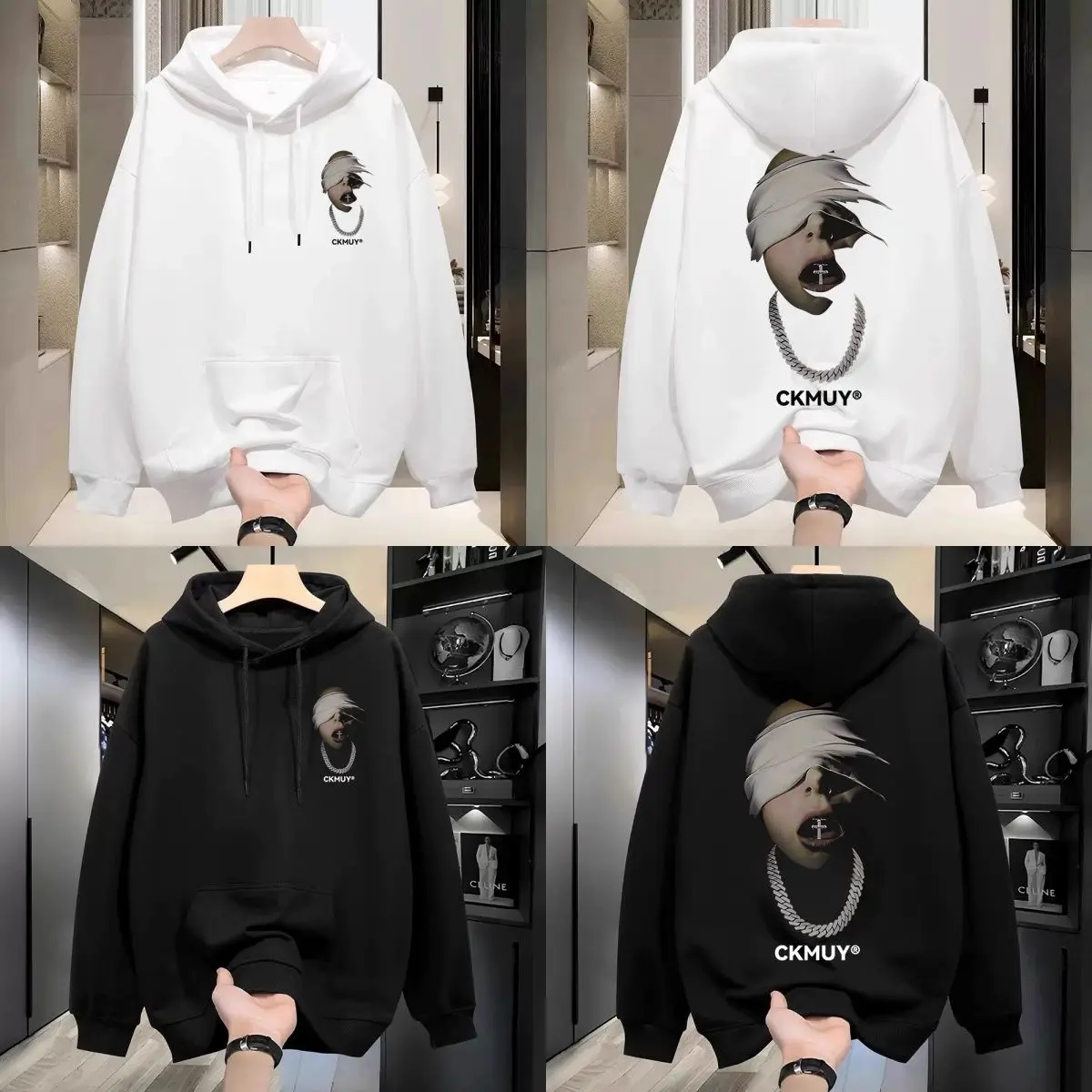 

Уличная одежда, свитер с капюшоном в стиле хип-хоп, мужской и женский свободный осенне-зимний повседневный свитшот с индивидуальным принтом на западном побережье