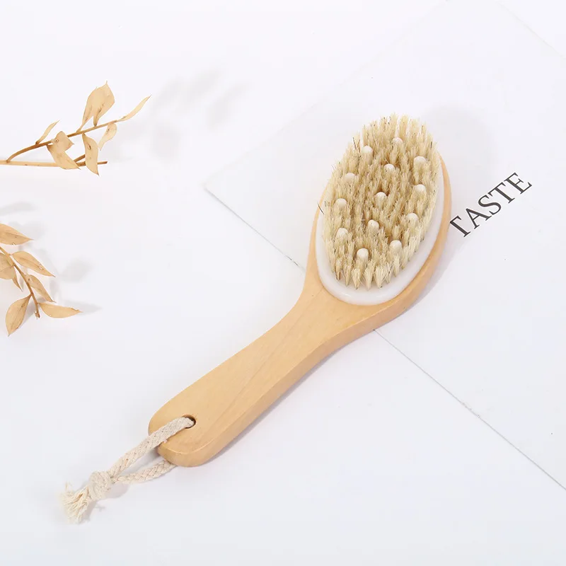 Dry Skin Wood Body Brush Exfoliation Natural Bristle Back Brush Massager Bath Shower Back Spa Scrubber Dry Massage Brush Tools