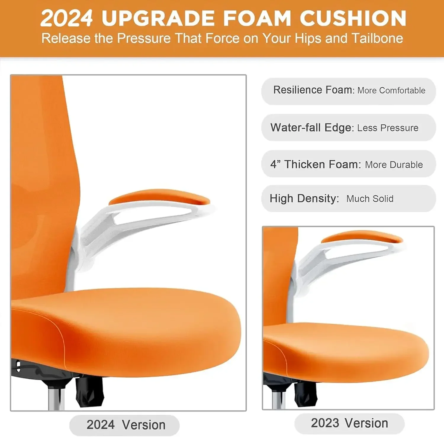 Office Chair, High Back Ergonomic Desk Chair with Adjustable Lumbar Support and Headrest, Swivel Task Chair with flip-u