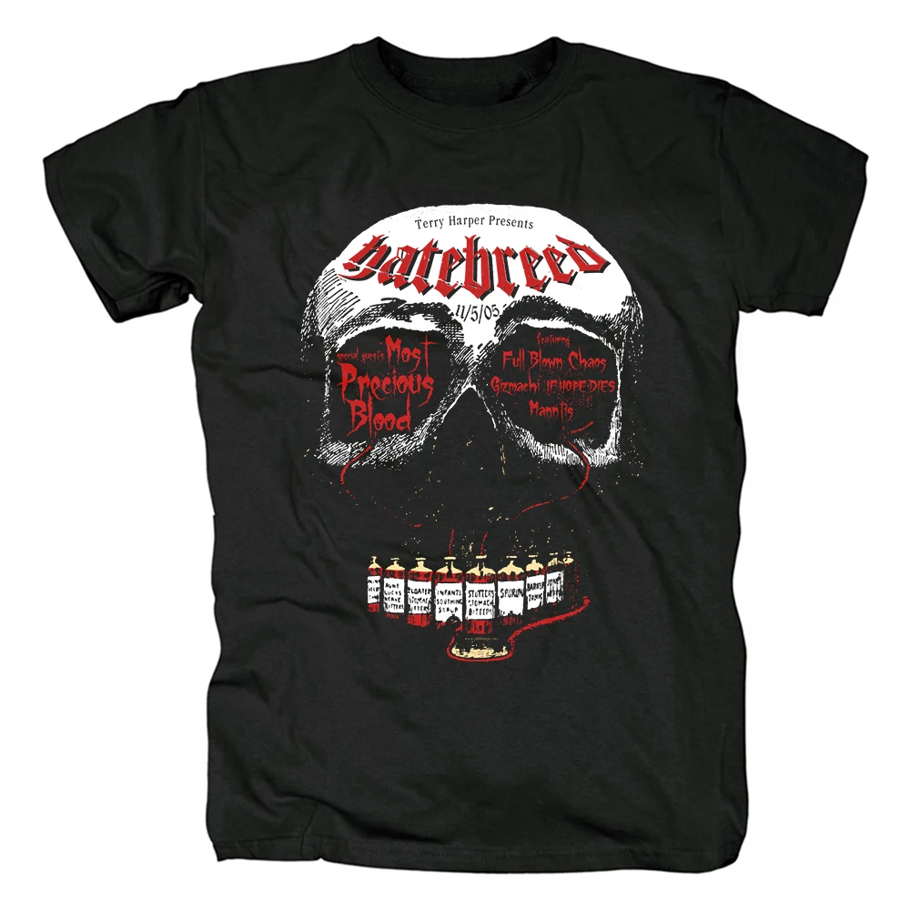 Harajuku Streetwear Tee Tops Hardcore Style Hatebreed Band Logo Black T-Shirt New Fashion Mens Short Sleeve Cotton T Shirt