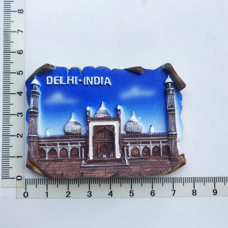 

DELHI-INDIA Creative Fridge Magnet Cultural Landscape Resin Message Stickers Tourism Souvenir Decoration Crafts