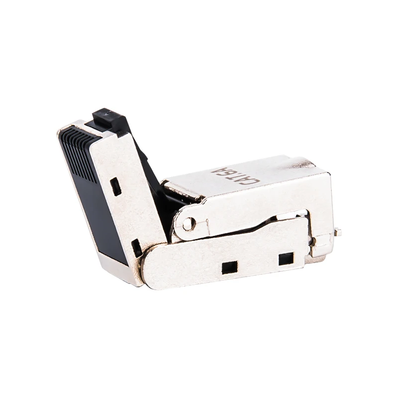 Linkwylan 150 Degree Bendable Angled RJ45 Termination Plug Cat 6A Field Connector Shielded Toolless Quick Installation