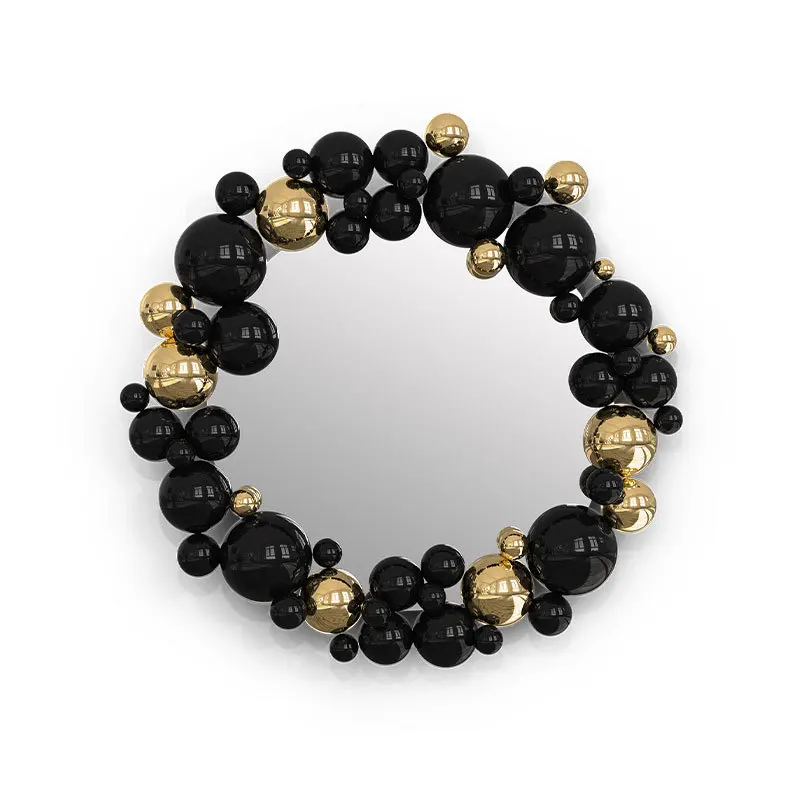 

Light luxury creative stainless steel bubble decorative mirror high-end designer villa large flat corridor wall-mounted