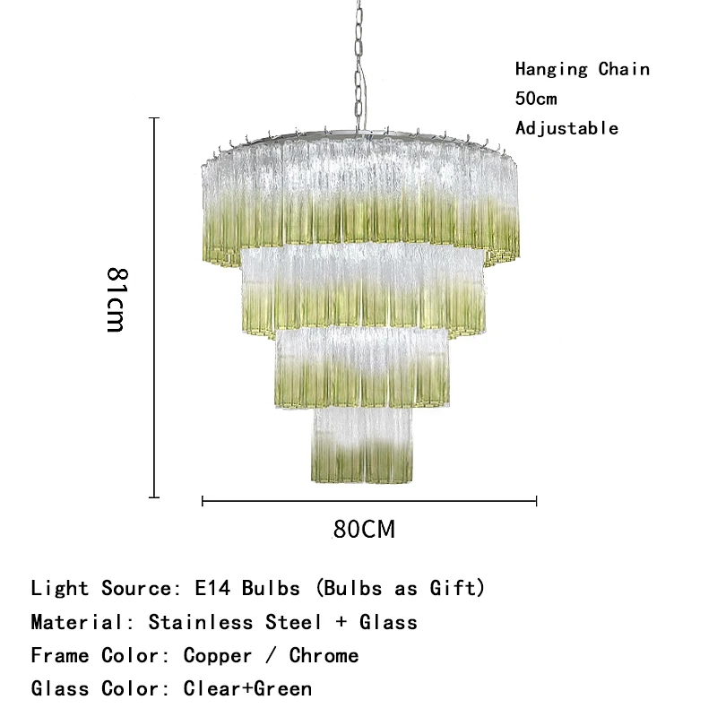 Textuur glazen kroonluchters transparant gradiënt groen Italiaans design vintage huis hangende lampen voor plafond woonkamer glans