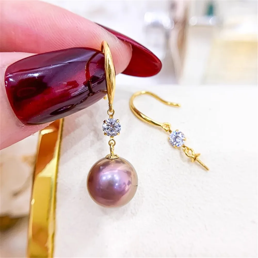 

DIY Pearl Accessories S925 Sterling Silver Earrings Empty Gold Silver Earrings Fit 8-13mm Round E206