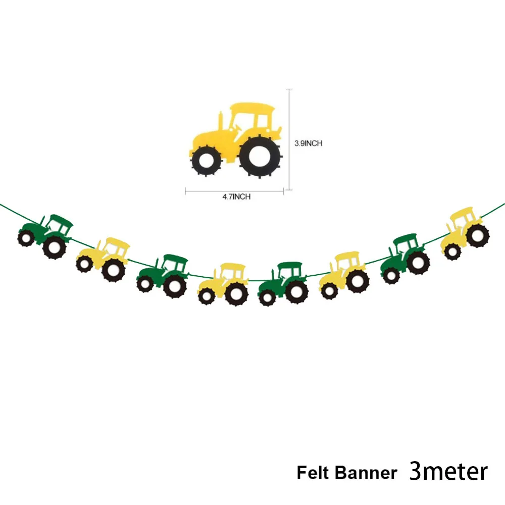 Grünes Traktor-Geburtstags-Banner-Set, Filz-Traktor, Girlande, Banner, Bauernhof-Thema, Geburtstagsparty-Zubehör, Dekorationen – Detail 5