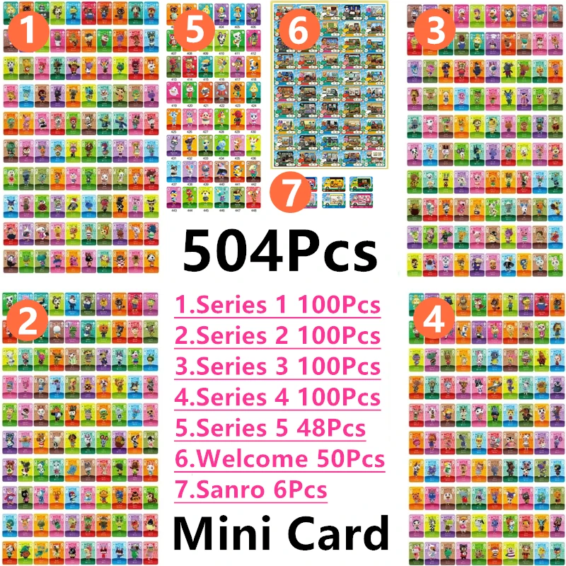 حزمة كاملة ACNH 504 قطعة سلسلة 1 + 2 + 3 + 4 + 5 + Welcome50pcs + San6pcs بطاقات Animal Croxxing NFC تعمل لمفتاح NS #1