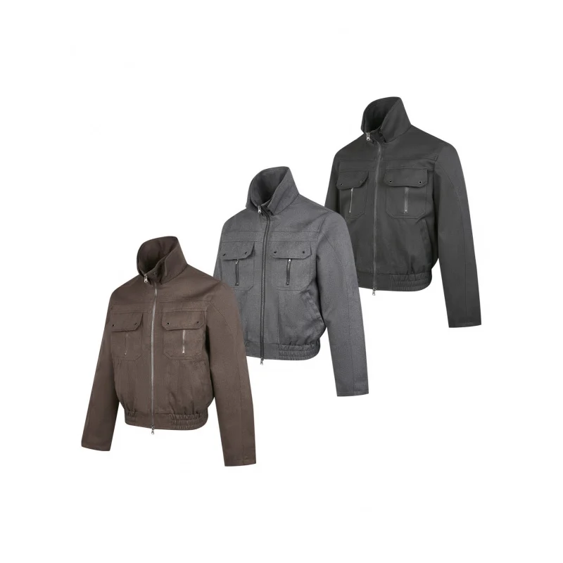 

EME Autumn New Loose Fit Cargo Beaded Canvas Harrington G9 Short Cleanfit Jacket Coat