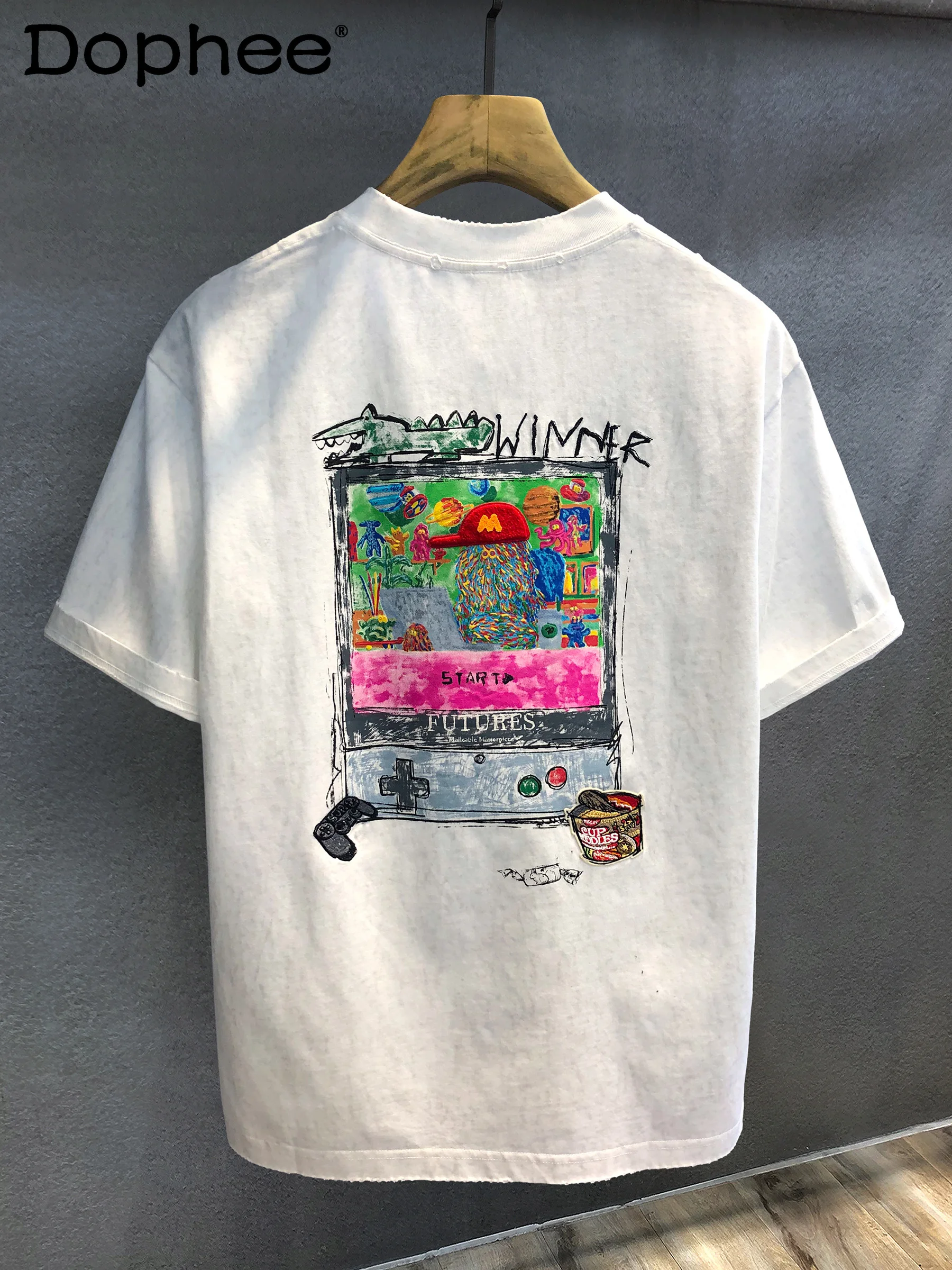 

2025 New American Style Pure Cotton Round Neck Short Sleeve T-Shirt Handsome Sunny Boy Casual Comfortable Soft Top
