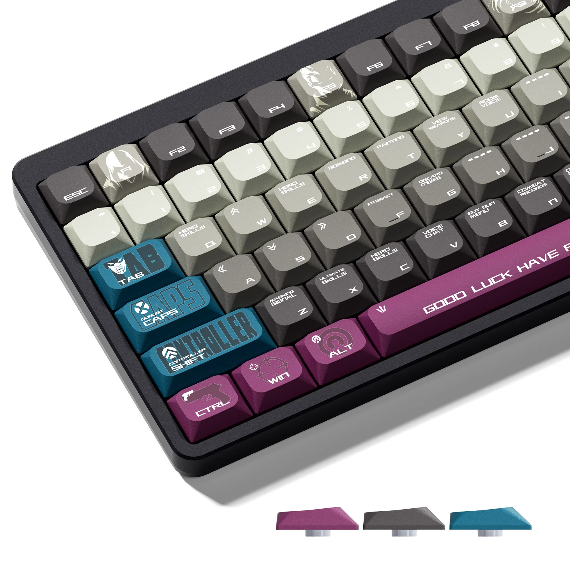 

XVX Valorant Low Profile Gradient Game Keycaps PBT Dye-Sub Keycap Compatible 61/64/68/84/87/96/108 Layouts Mechanical Keyboard