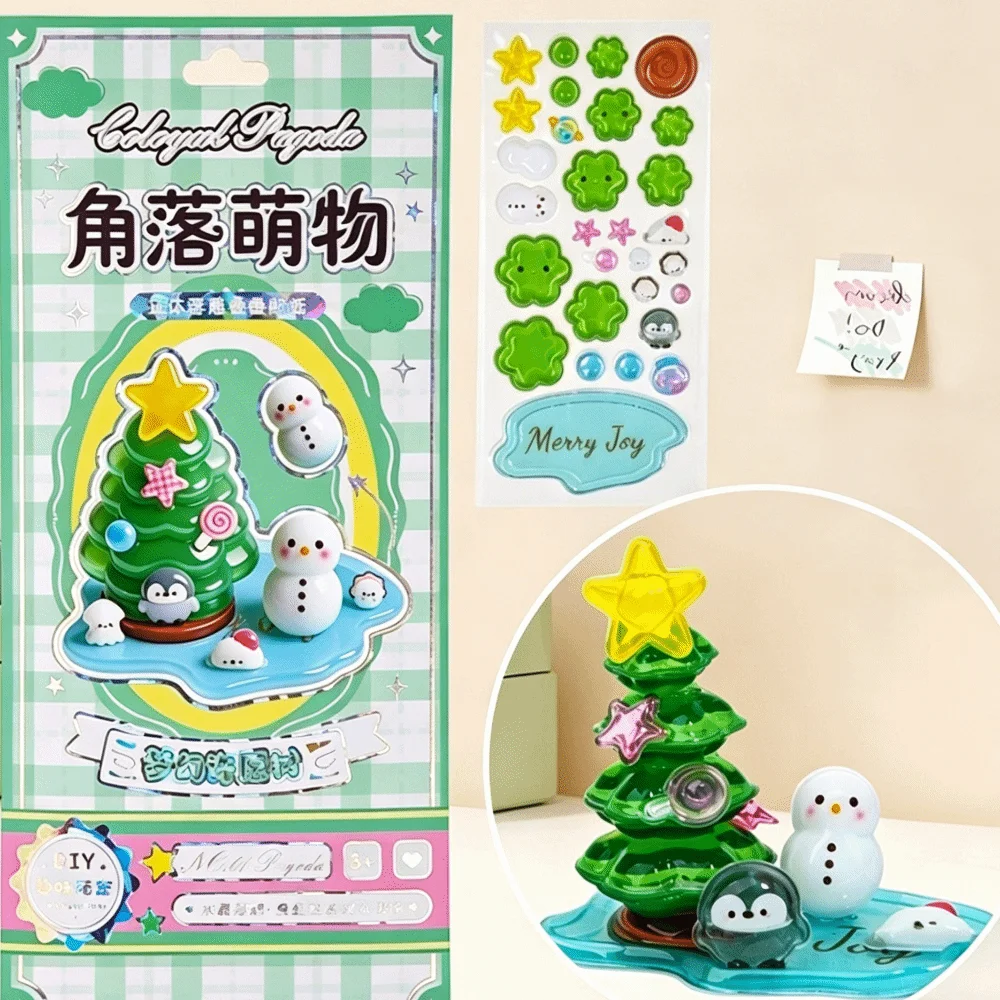 Funny 3D Crystal Stackable Stickers Multifunctional Reusable DIY Decals Self-Adhesive Cute Cartoon Embossed Decals Children