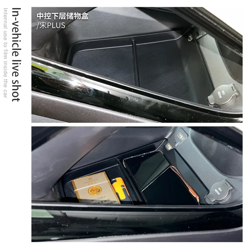 For BYD Song plus DM-i EV 2022-2023 Center Armrest Upper/Lower storage box High Capacity Interior Organizer Car Accessories