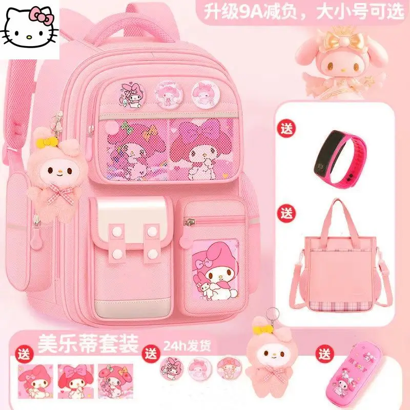 Школьная сумка Kuromi для девочек с героями мультфильмов, модный рюкзак Hellokitty Sanrio для учащихся начальной школы, уменьшающий нагрузку и большой вместительности