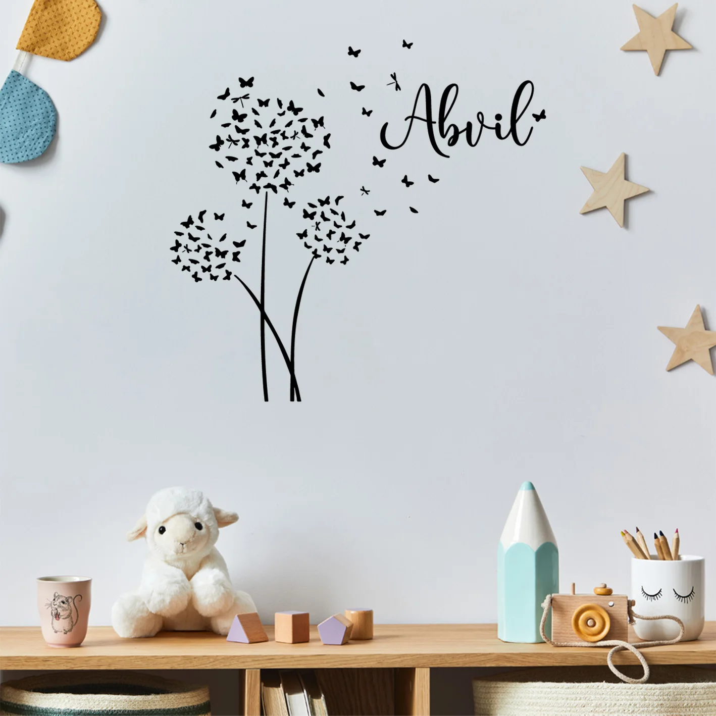 1 pc cool flower or leaves Customized Name Wall Art Decal Wall Stickers Pvc Material Kids Room Nature Decal Creative Stickers