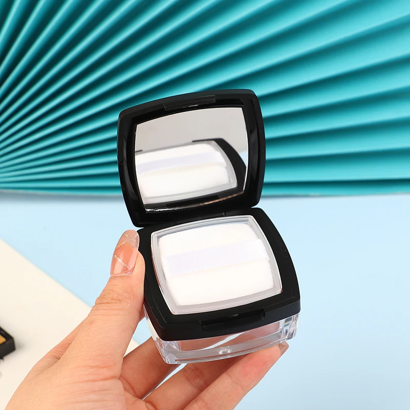 Portable Mini 5g Powder Box Empty Sieve Loose Pot Square With Puff Cosmetic Travel Makeup Jar Sifter Container