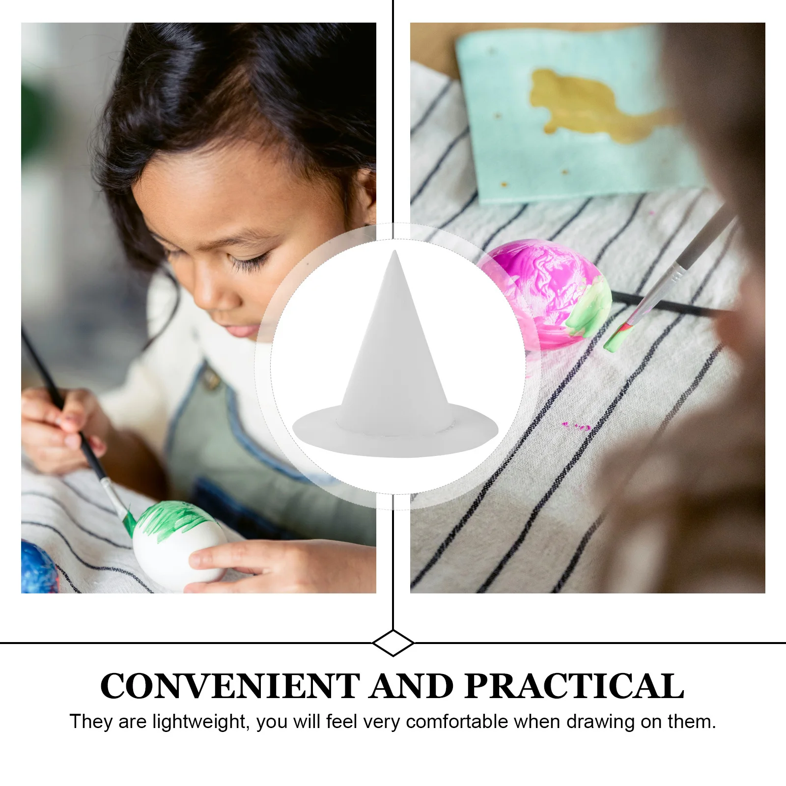 6Pcs Blank Kids Paper Hats DIY Crafting Set for Children - Reusable White Caps for Painting Coloring Art Projects Kindergarten