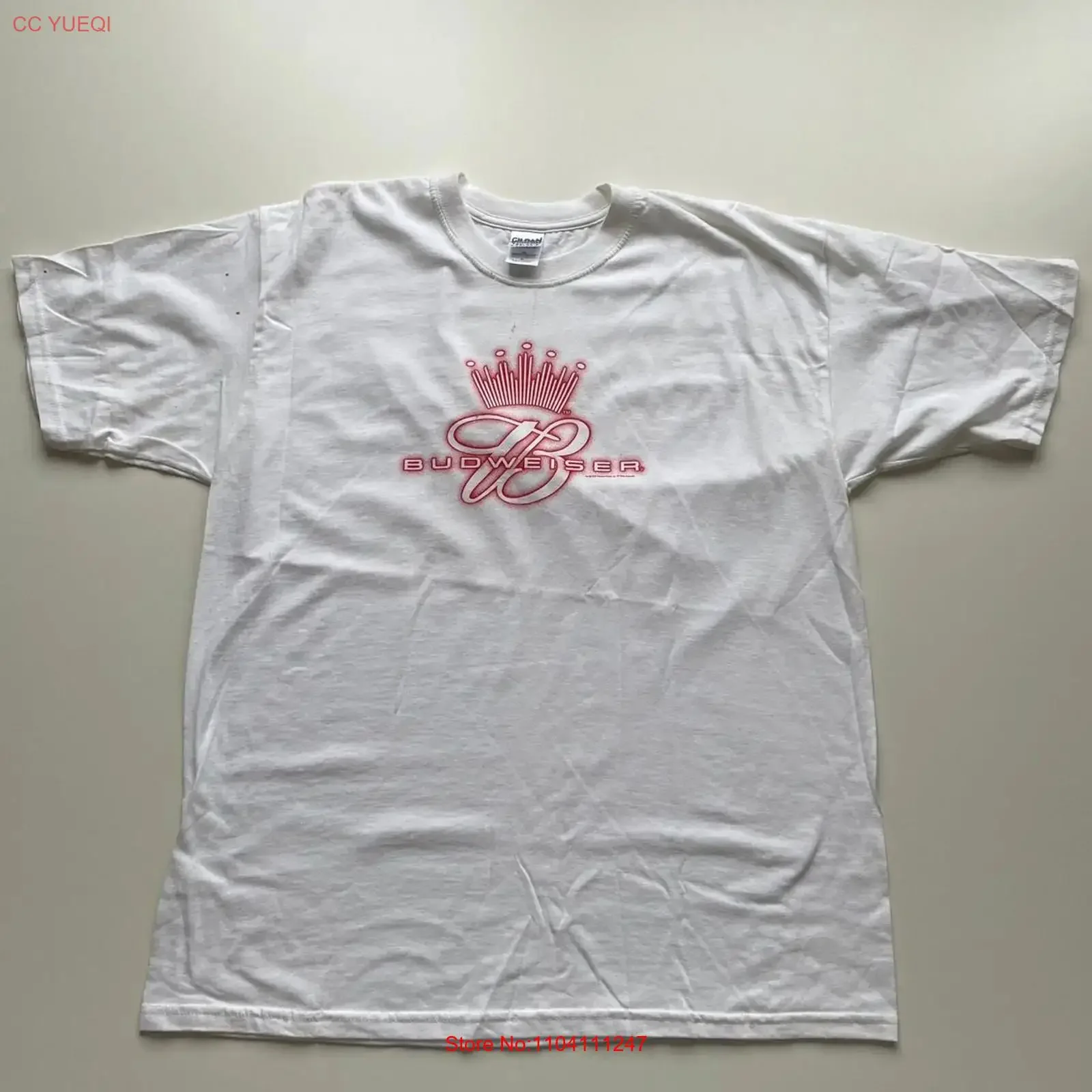 Camiseta vintage de la promoción de la cerveza Budweiser de los años 2000, talla XL para hombre, blanca, rara, vintage, con gráfico lavado, transpirable, estilo streetwear, elástica, unisex