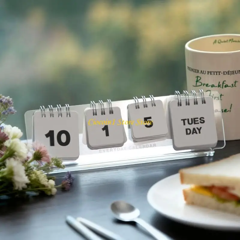 A3PC Elegant Office Desk Calendar Clear Acrylic Material Perpetuals Date Display System