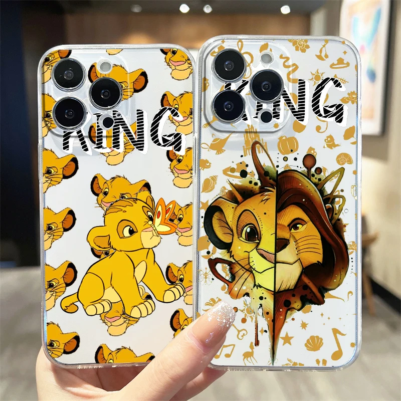 

Disney Lion King Simba Transparent Phone Case For Apple iPhone 15 14 13 12 11 Mini XS XR X Pro MAX 8 7 6 Plus Cover