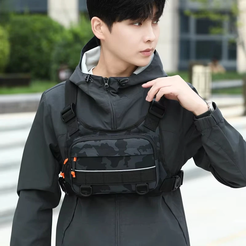 Cycling Front Chest Vest Tactical Backpack Camping Climbing Hunting Shoulder Backpack Outdoor Sports Reflective Fishing Vest Bag