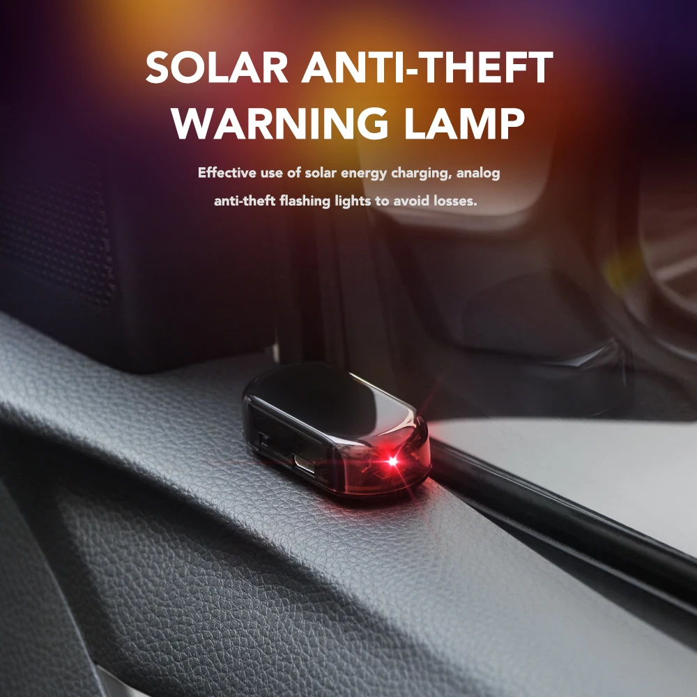 1 Pc LED Car Fake Security Light Solar Powered Simulated Dummy Alarm Wireless Warning Anti-Theft Caution Lamp Flashing Imitation