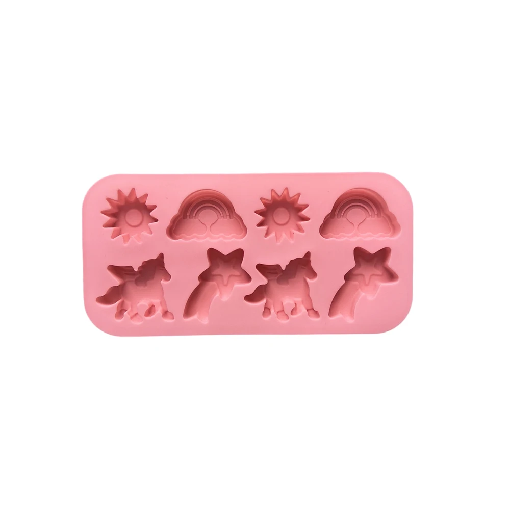 1PC 8-Cavity Silicone Candy Mold, Cake Decoration Tool, Cartoon Cloud, Unicorn, Rainbow Shaped Chocolate Cookie Making - view 6