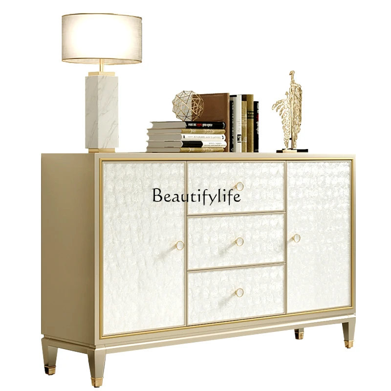 

Hong Kong-style light luxury solid wood shell porch cabinet American high-end multi-functional foyer decorative cabinet