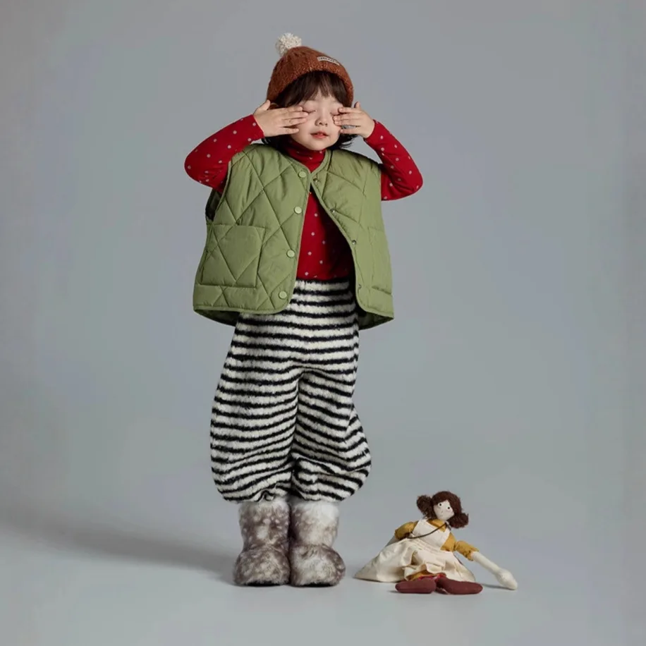 2025 Autumn and Winter New Kids Polka-dot Bottoming Shirts for Boys and Girls Half-high Collar Comfortable Bottoming Shirts