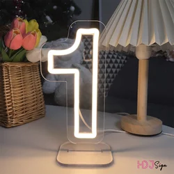 1-10 Wedding Numbers Neon Lights Sign Birthdays Home Decor Room Decoration Desk Lights Bedroom Neon Lamps Led Luminous Signs