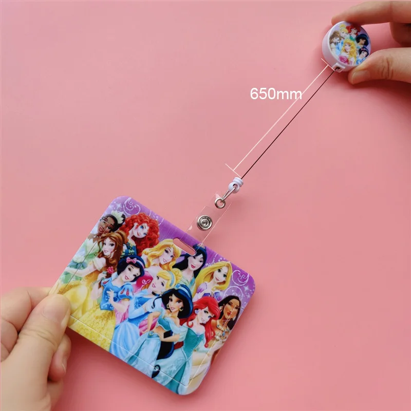 Porta tarjetas con Clip y hebilla retráctil de princesa de Disney, porta tarjetas con Clip para carrete de insignia de negocios Horizontal, para médico y enfermera