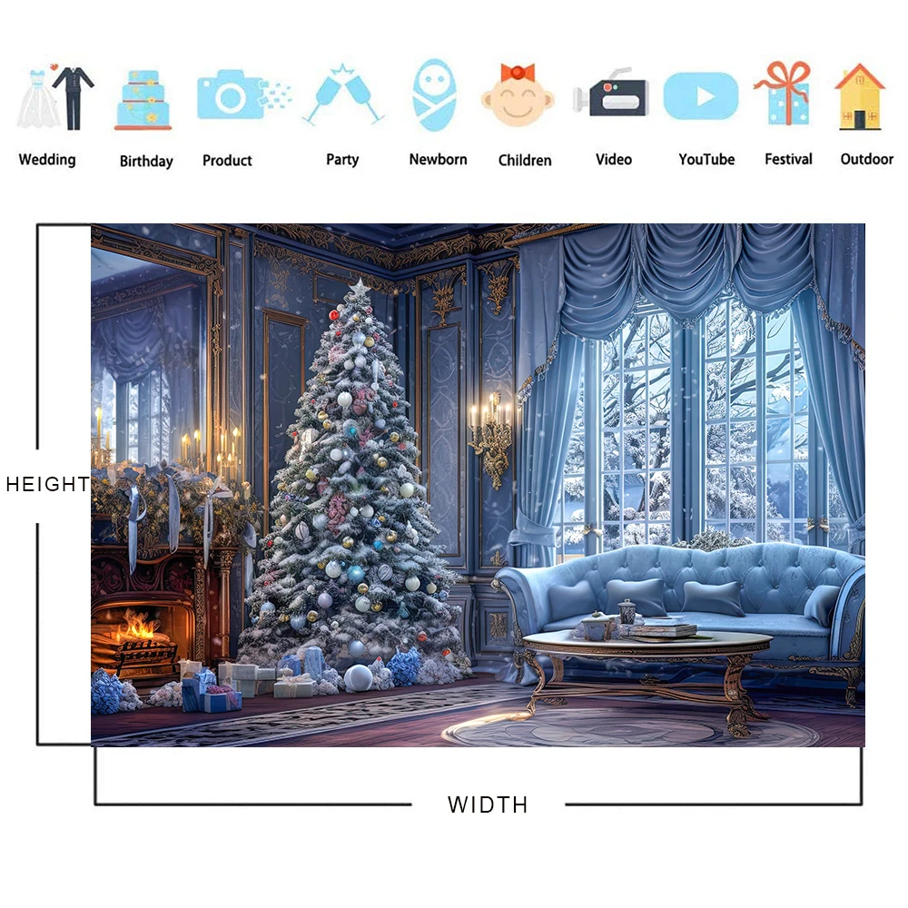 Bonvvie Christmas Photography Background Vintage Indoor Christmas Tree Gifts Party Family Decor Photo Studio Backdrop Photobooth